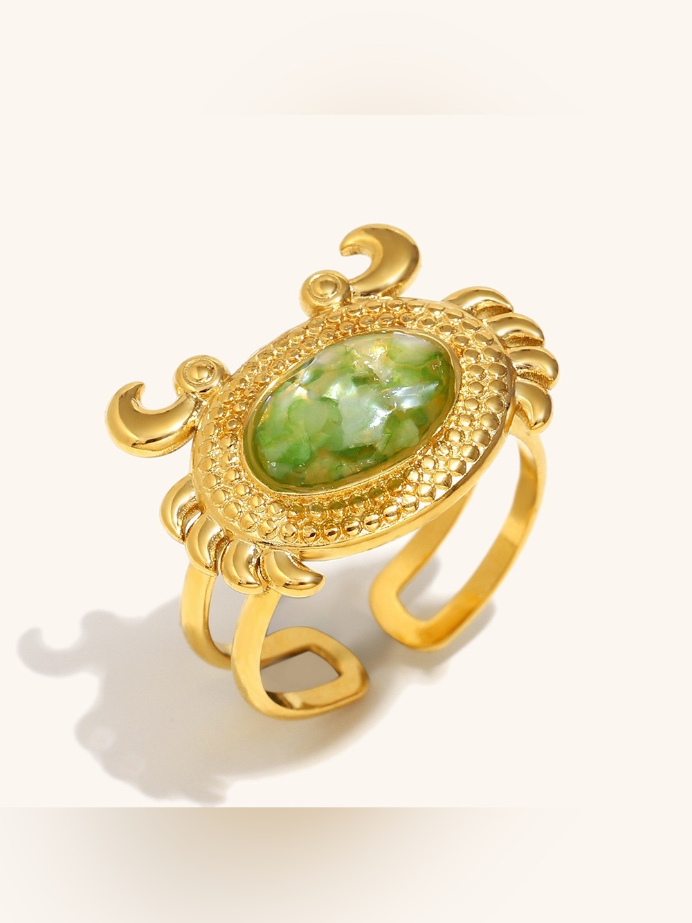 Crab Ring with Iridescent Center - Women Jewelry - Picture 2 of 3